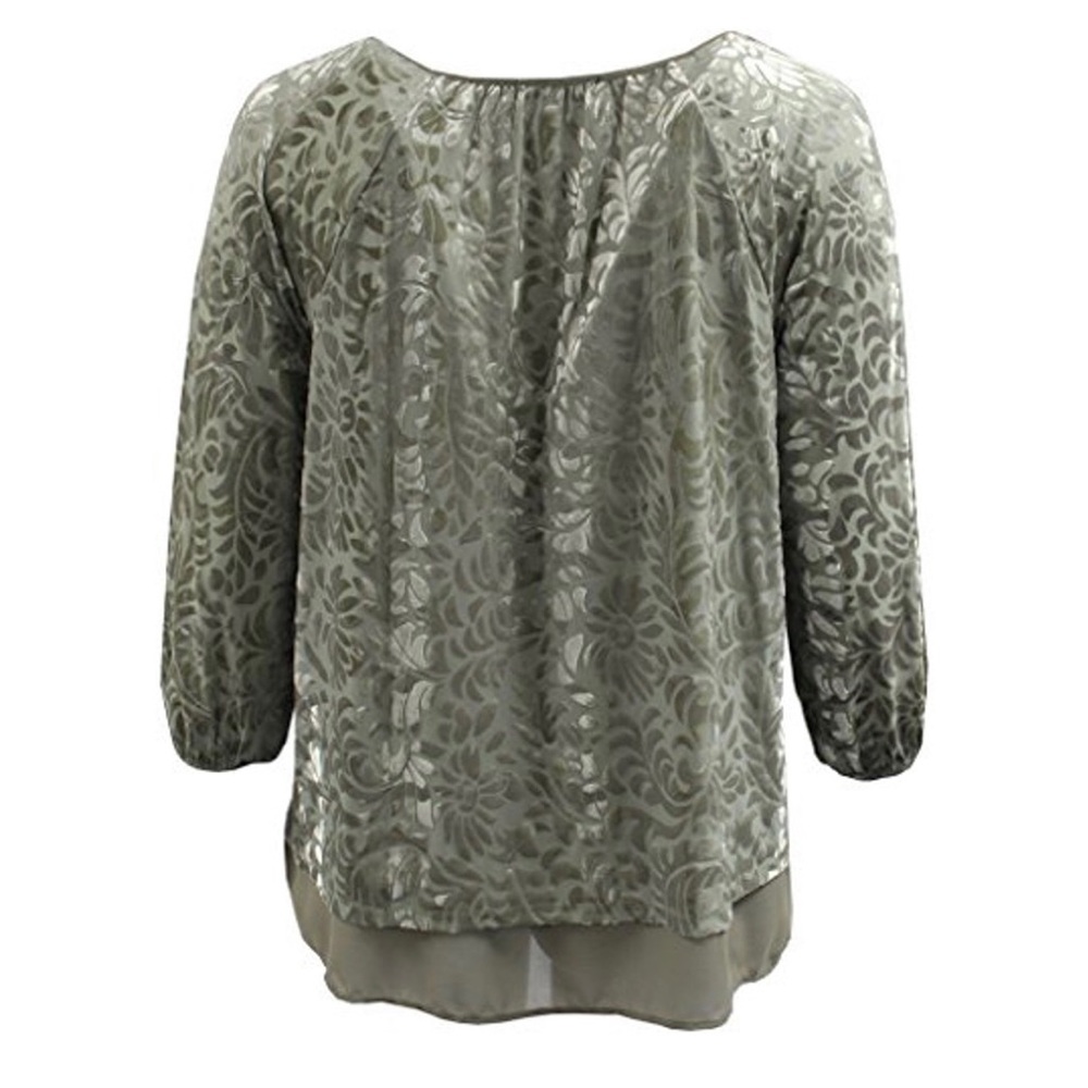 Simply Elegant Women Stylish Embossed Velvet Floral Leaves Design Blouse… - Picture 2 of 11